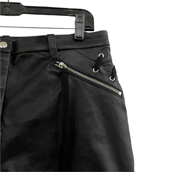 $1390 Unttld El Topo Black Waxed Denim Jeans w/Lace-up Design! Sz 8 IT 44 - Picture 5 of 11